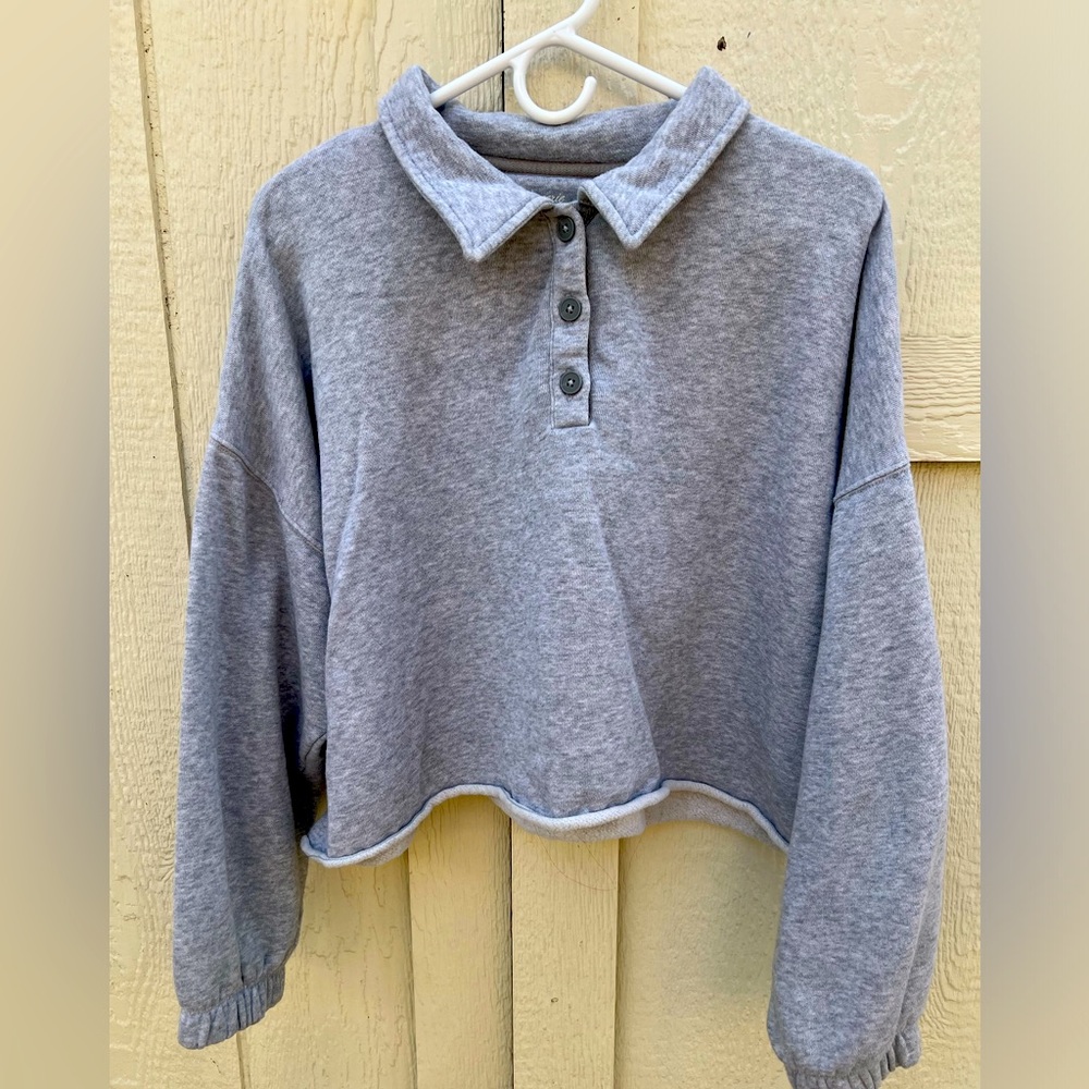 Aerie Quarter Zipped Cropped Sweatshirt